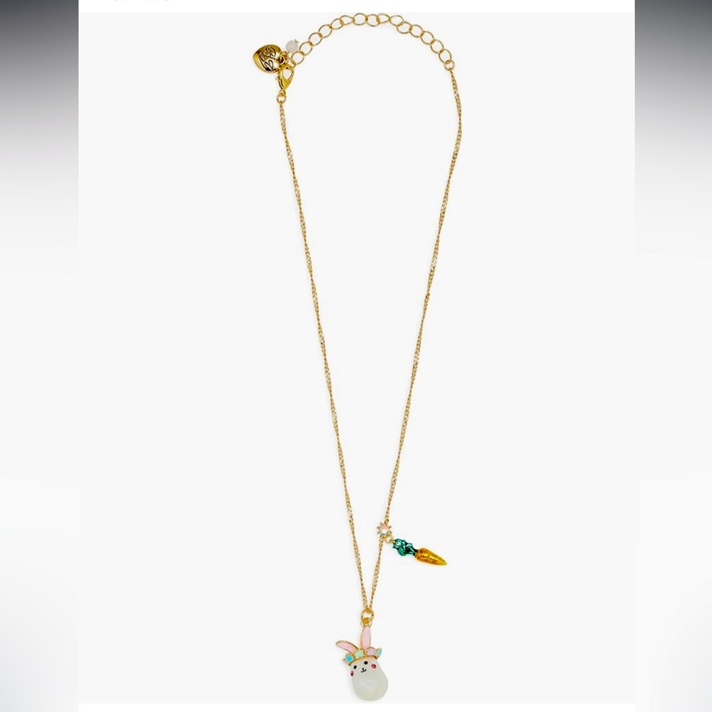 New Betsey Johnson Pearl Critters Bunny Short Pendant Necklace - Picture 5 of 11